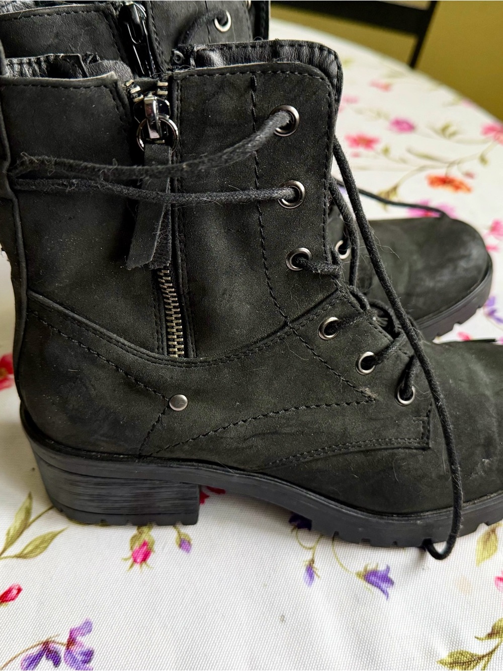 Women's Black Lace-Up Side-Zip Ankle Booties